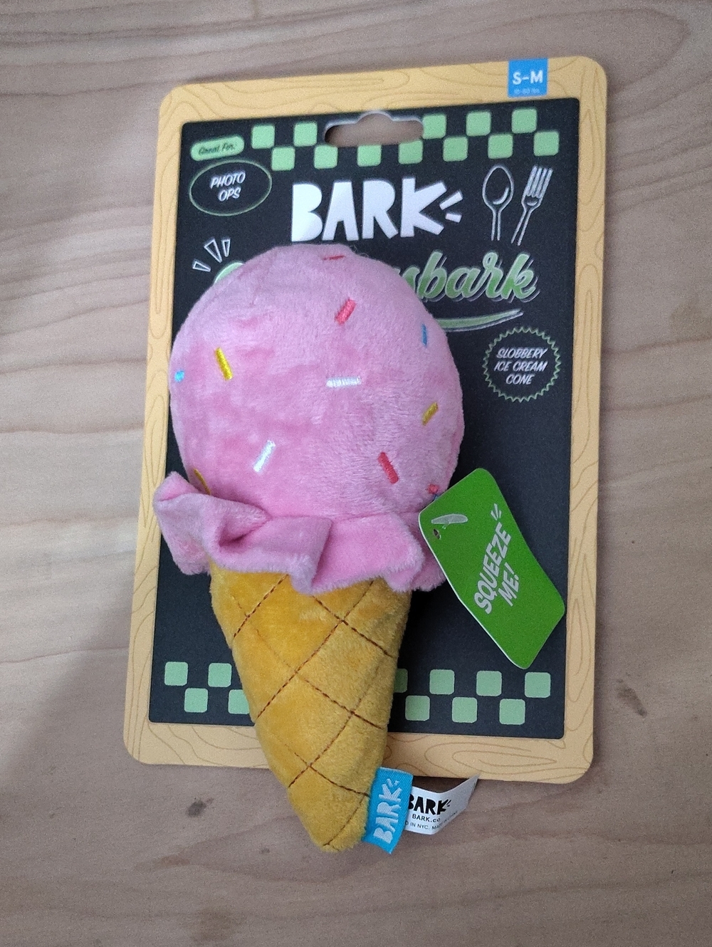 Bark Pink & Yellow Plush Ice Cream Cone Dog Toy